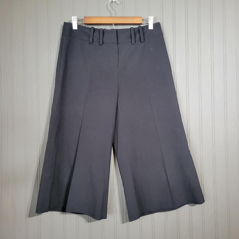 Will Smith Pleated Wide Leg Cropped Capri Pants Black Women's Size 6
